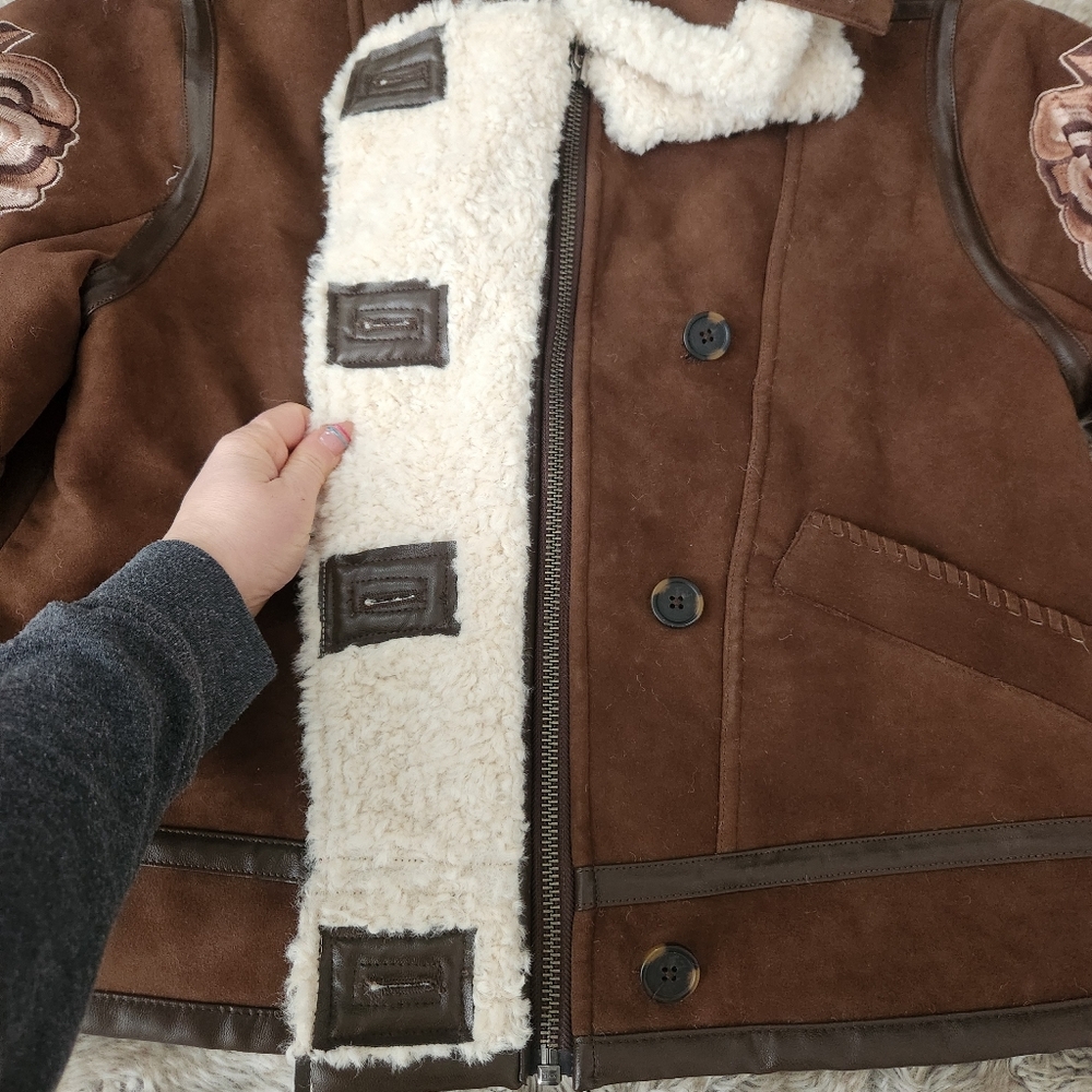 We The Free Andies Vegan Moto‎ Jacket Brown Bear Combo Women's Size Small - Picture 9 of 16